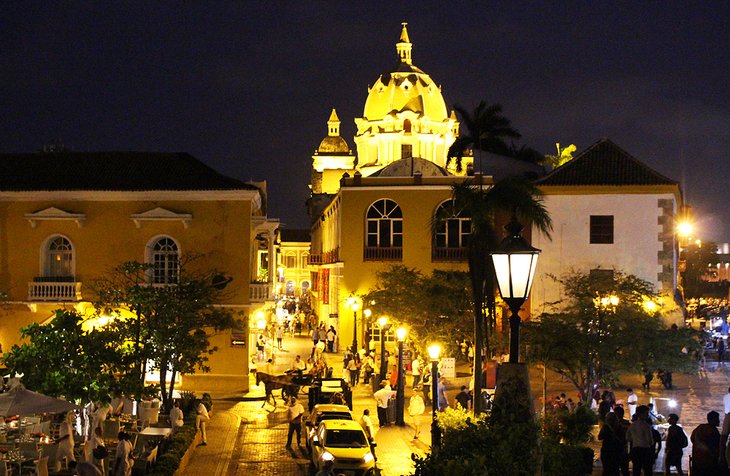 Evening view of Cartagena's walled city