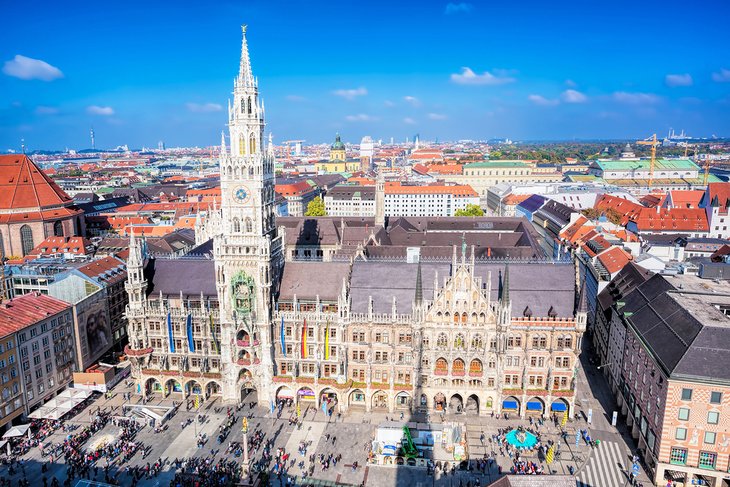 Aerial view of Marienplatz in Munich