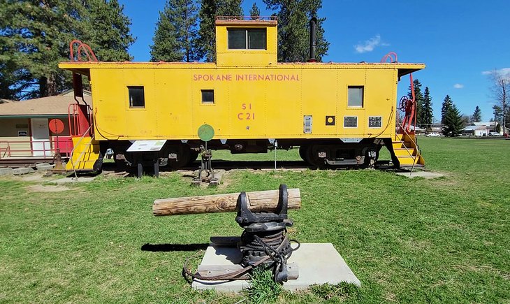 Outdoor exhibit at the Bonner County Historical Museum