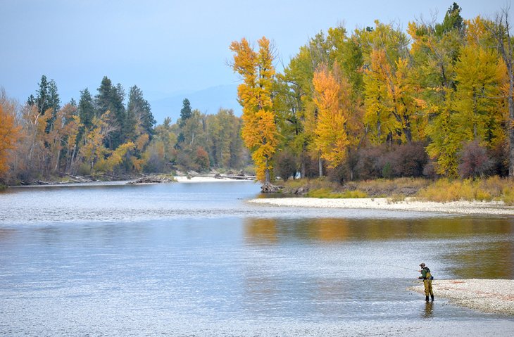 Lone fly fisherman on the Bitterroot River