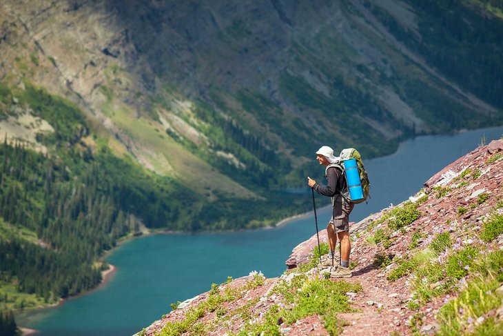 Backpacker in Glacier National Park