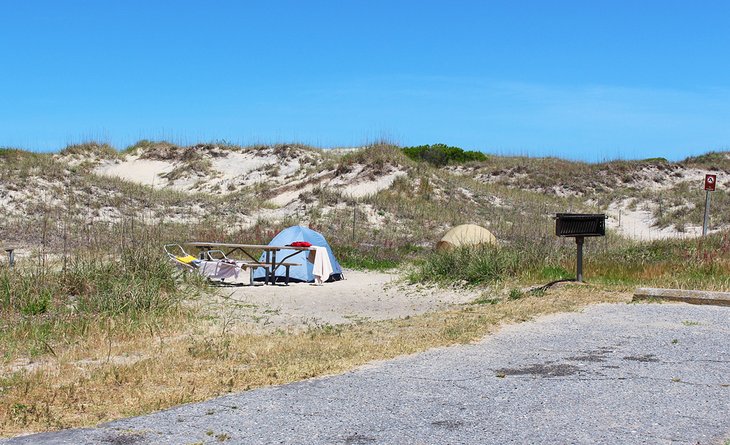 Camping in the dunes behind the beach