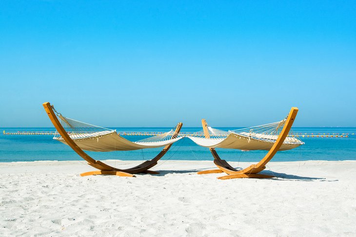 Hammocks on Saadiyat Island beach