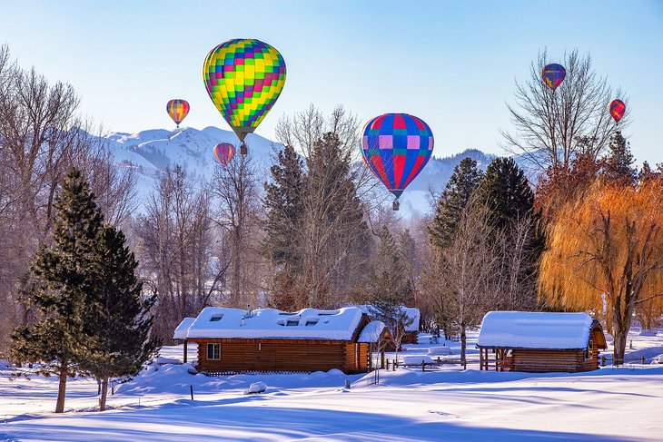 Hot air balloons over Winthrop, Washington