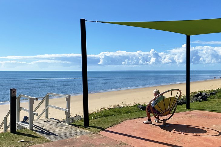 Enjoying the view from a park along Hervey Bay Esplanade