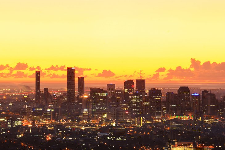 View of Brisbane from Mount Coot-tha at sunset