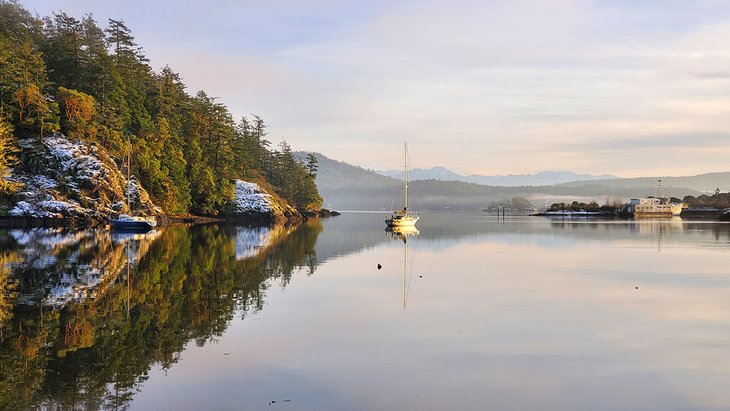 Sooke Basin after a snowfall in winter