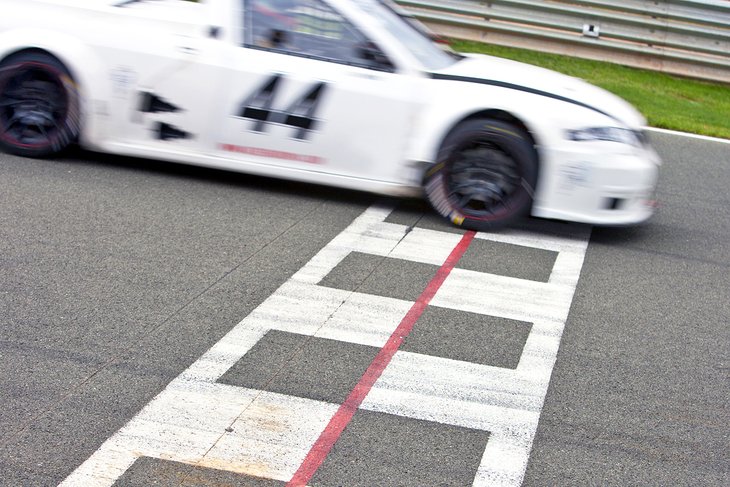 Race car crossing the finish line