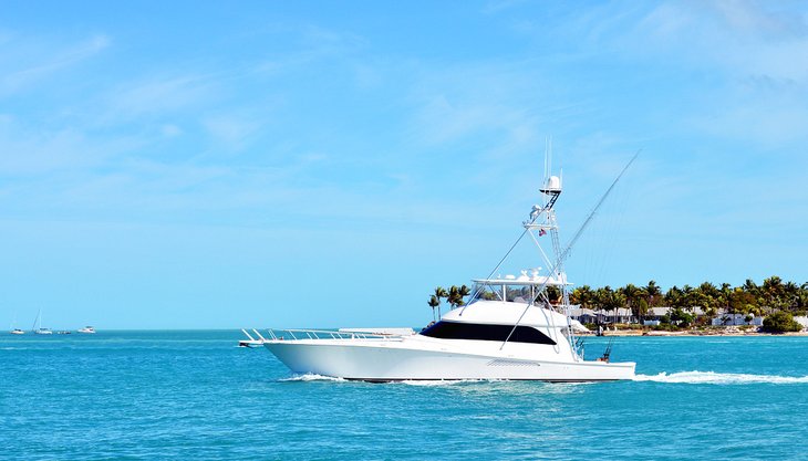 Boat heading out for deep-sea fishing in the Florida Keys