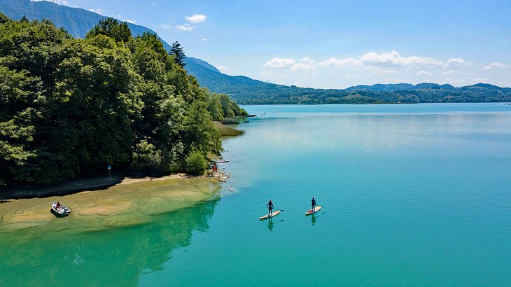 Paddling on Lake Aiguebelette