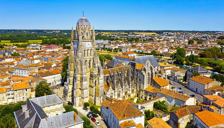 View over Saintes and the Saintes Cathedral