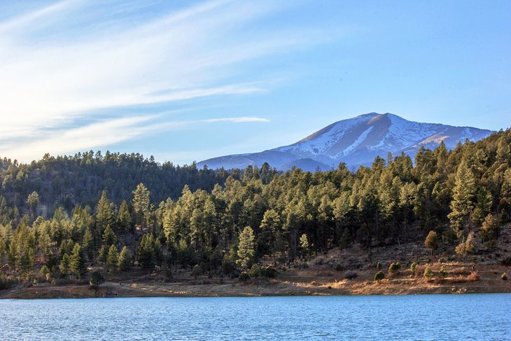 Grindstone Lake and the Sierra Mountains in Ruidoso, NM