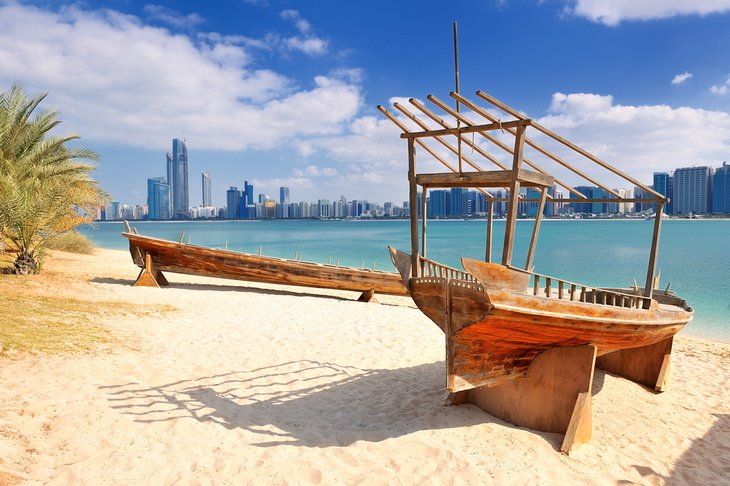 Abu Dhabi beach and skyline