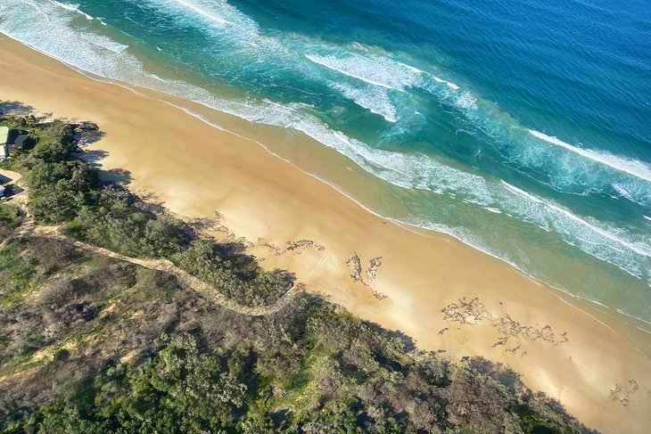 Aerial view of the beach on Fraser Island