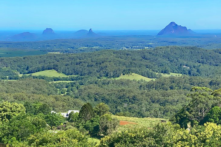 View of Glasshouse Mountains from Maleny