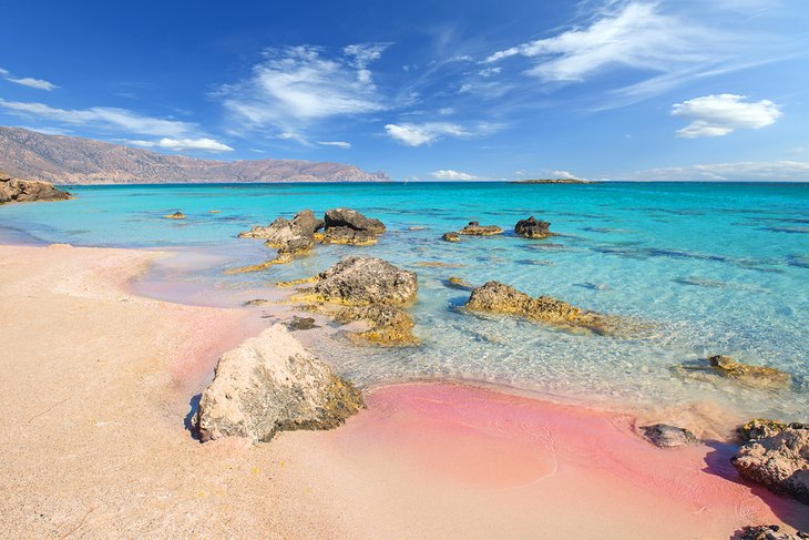 Pink sand shoreline on Elafonissi Beach