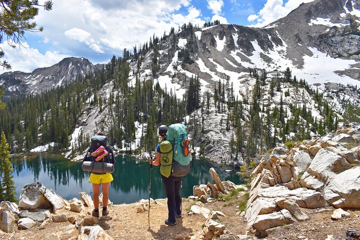 Backpackers enjoying the view in the Sawtooth National Recreation Area