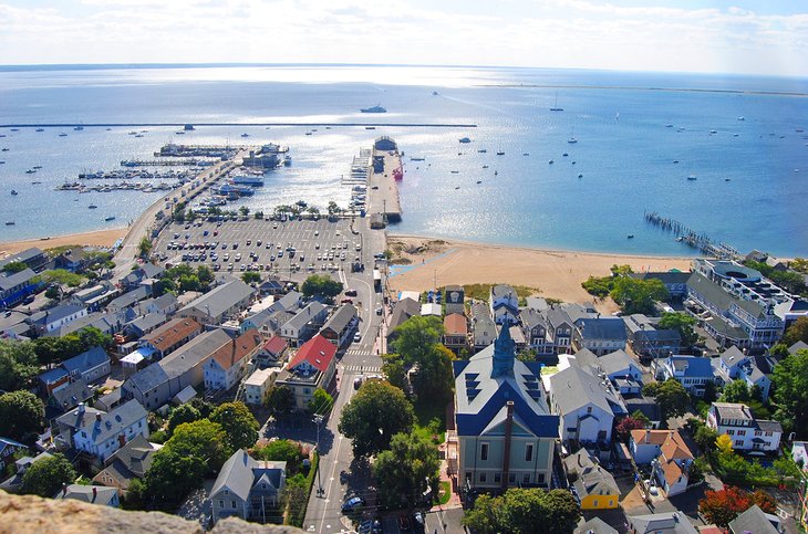 Aerial view over the harbour of Provincetown