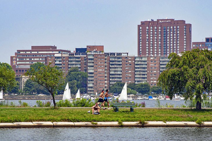 Joggers on Boston's Esplanade Trails