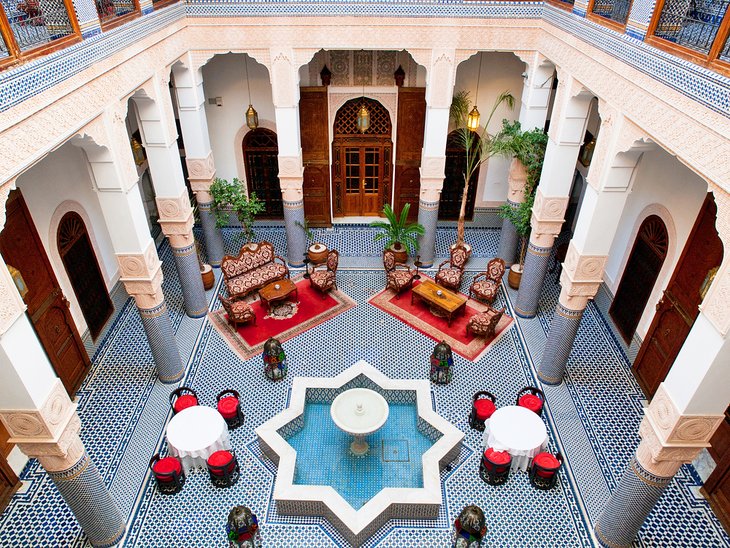 Central courtyard in a Fes riad