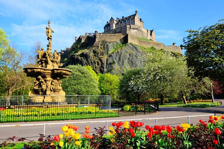 Edinburgh Castle above Princes Street Gardens