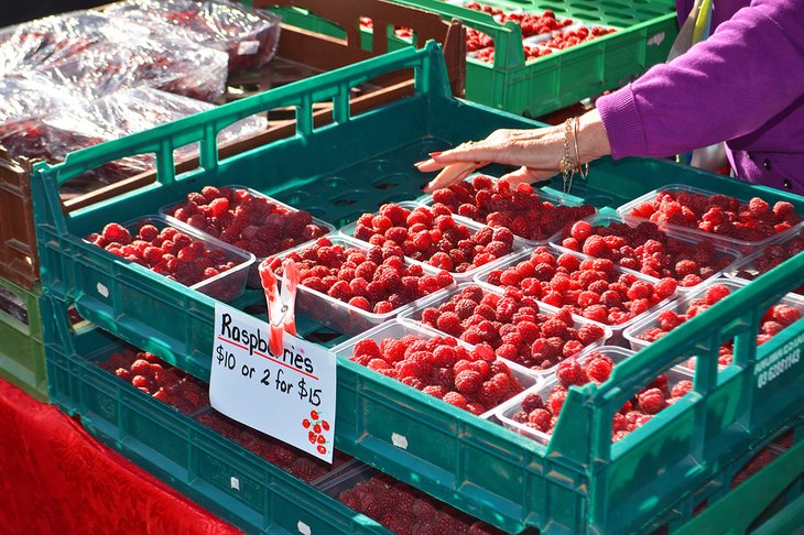 Raspberries for sale at Farm Gate Market