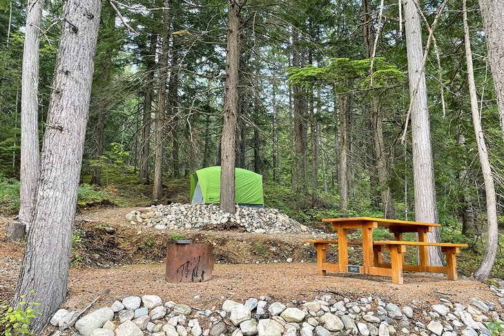 Tent site at Snowforest Campground