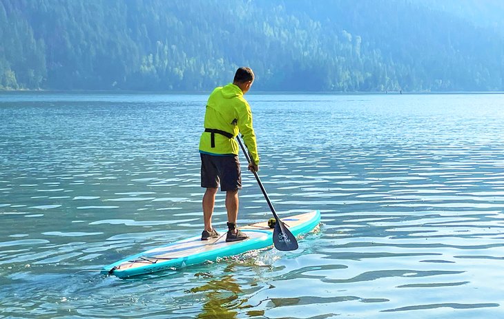 Paddling a stand up paddleboard