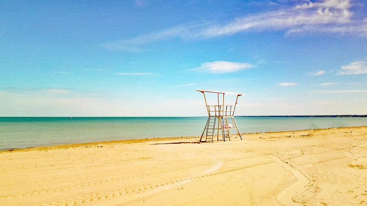 Lifeguard station on a beach in Grand Bend