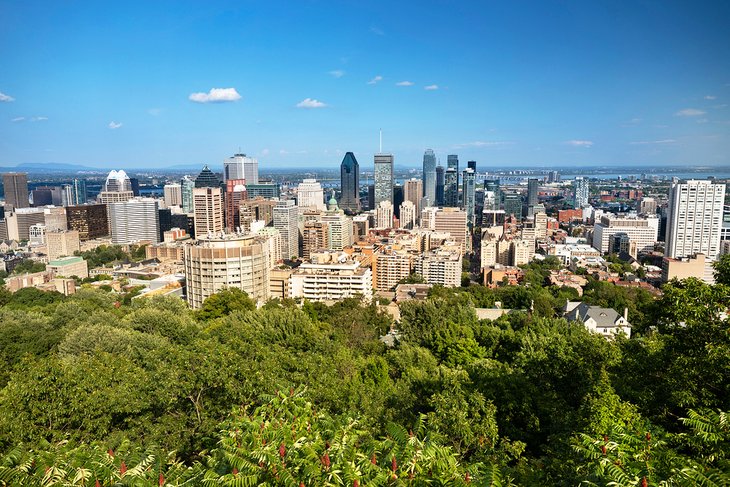 View of downtown Montreal from Mount Royal Park
