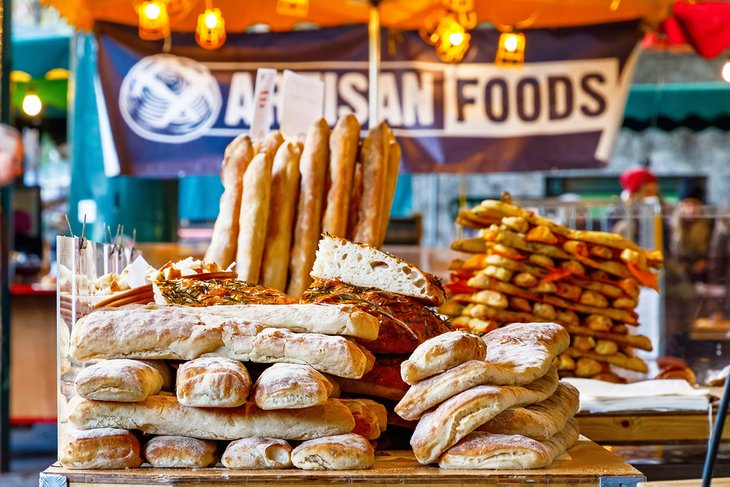 Freshly baked breads at Borough Market