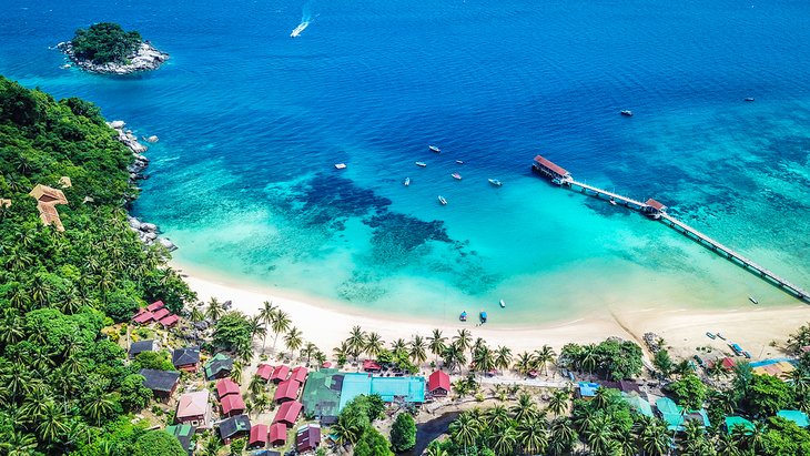 Aerial view of Kampong Salang, Tioman Island