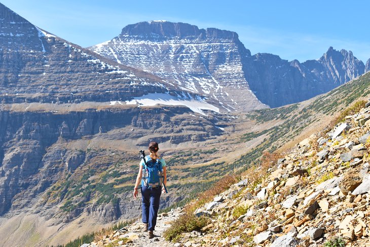 Hiker on the Piegan Pass Trail