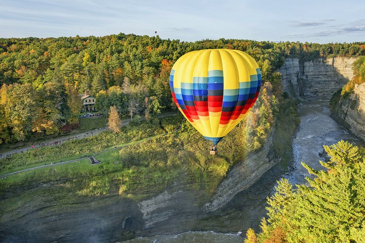 Hot-air balloon over Letchworth State Park