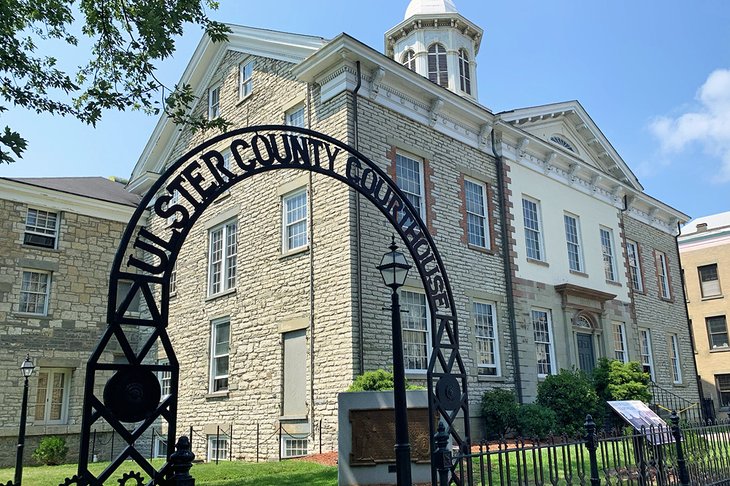 The Ulster County Courthouse lies in the Stockade Historic District