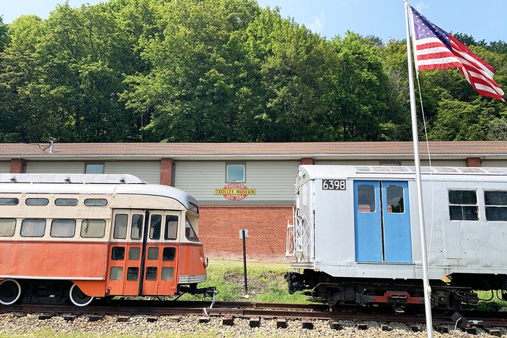 Trolleys at the Trolley Museum of New York