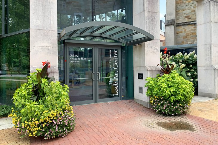 The lovely glass entrance to the Frances Lehman Loeb Art Center