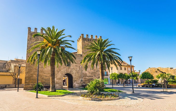 Historic gate that provides access to the walled medieval area of Alcudia