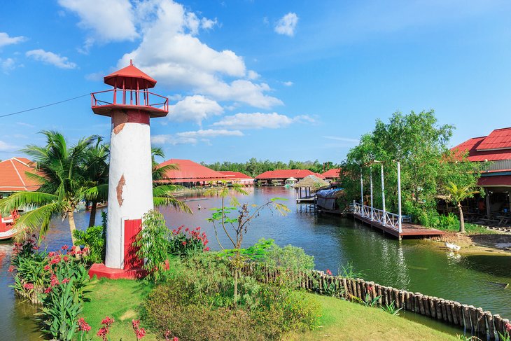 Lighthouse replica at the Sam Pan Nam Floating Market