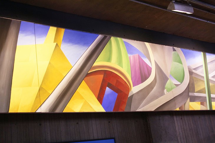 Scenes of Arlington mural at the Rosslyn Metro Station