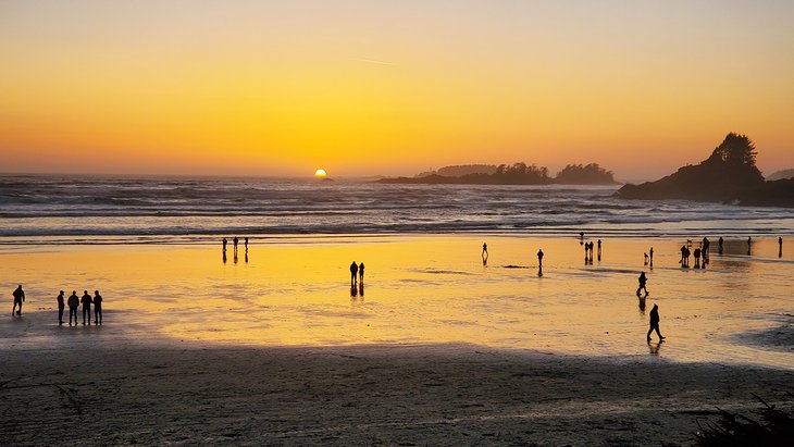 Sunset view from the dining room of Long Beach Lodge