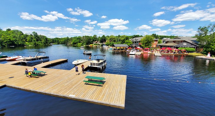 Docks and waterfront restaurants in downtown Huntsville