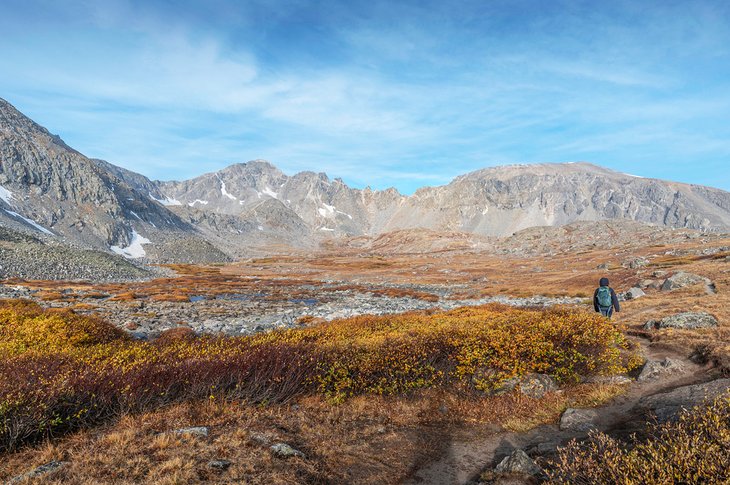 Hiker on Mccullough Gulch trail