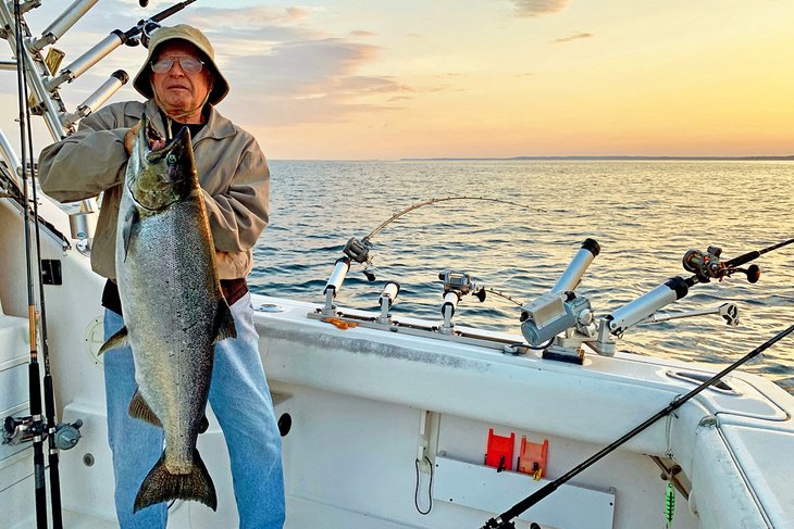 Chinook salmon caught on Lake Michigan