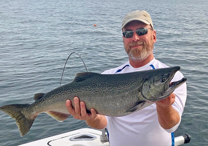 Nice king salmon caught in Lake Michigan