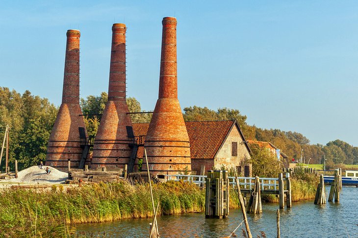 Brick smoke stacks at the Zuiderzee Museum, Enkhuizen