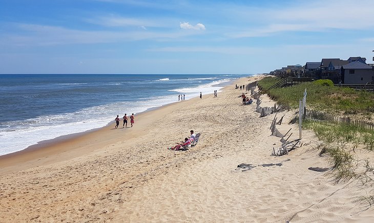 View of the beach from the pier in Avon