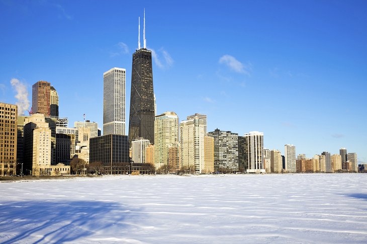 Chicago skyline in the winter
