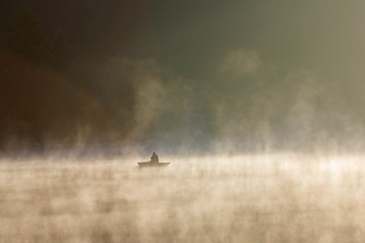 Boat on Spruce Knob Lake in West Virginia