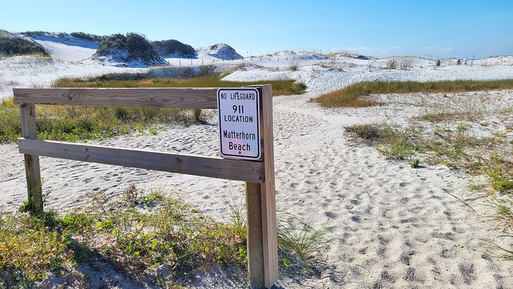 Walking trail through the sand to Eglin Matterhorn Beach